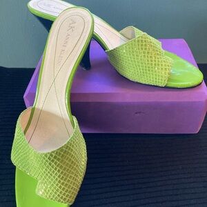 Anne Klein Lime Green Open-Toe Slide Heels